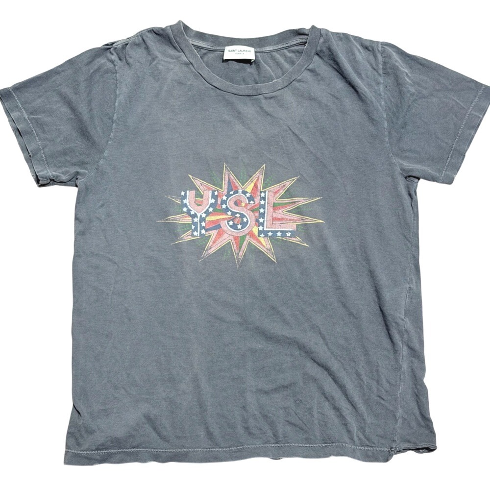 Saint Laurent Charcoal Starburst Logo Tee